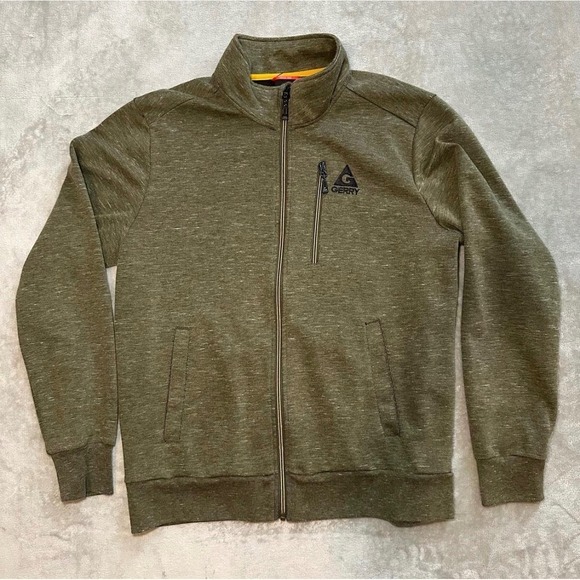 Gerry Full Zip Sweater Jacket Men‎ Size L Green Long Sleeve Mock Neck Pockets - Picture 1 of 14